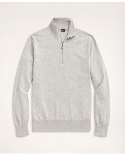 Brooks Brothers Big & Tall Supima Cotton Half-zip Sweater - Gray