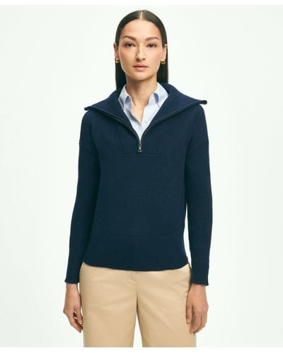 Brooks Brothers Wool Cashmere Half-zip Sweater - Blue