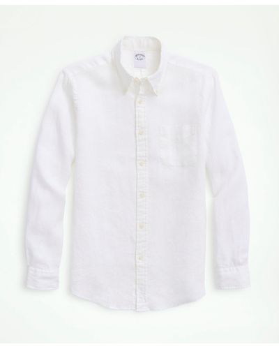 Brooks Brothers Milano Slim-fit Sport Shirt, Irish Linen - White