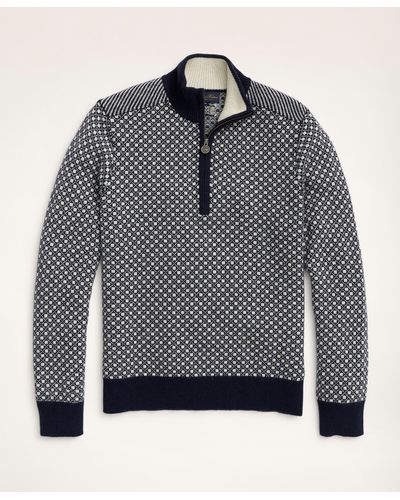 Brooks Brothers Wool Nordic Half-zip Sweater - Blue