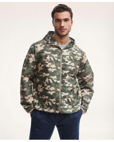 Brooks Brothers Water Repellent Camouflage Windbreaker Sweater - Green