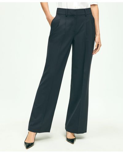 Brooks Brothers The Essential Stretch Pleat-front Wide Leg Pants - White