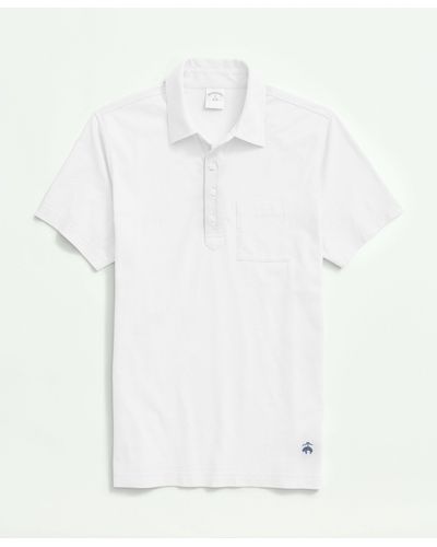 Brooks Brothers Washed Cotton Jersey Polo Shirt - White