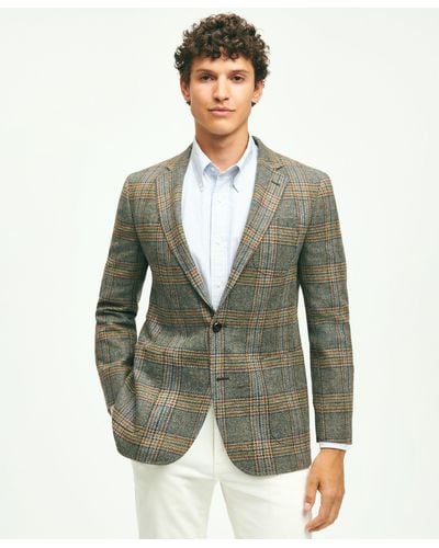Brooks Brothers Classic Fit Wool Tweed Plaid Sport Coat - Green