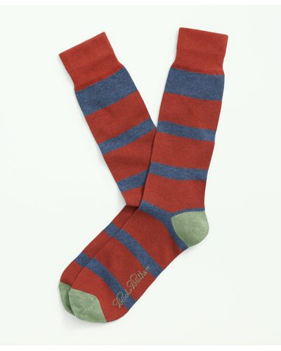Brooks Brothers Cotton Blend Striped Socks - Red