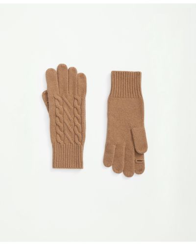 Brooks Brothers Merino Wool And Cashmere Blend Cable Knit Gloves - White