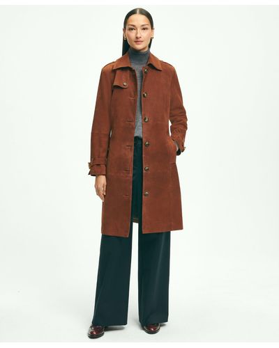 Brooks Brothers Suede Trench Coat - Brown