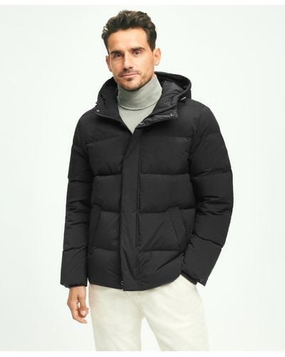 Brooks Brothers Tech Hooded Down Puffer Coat - Black