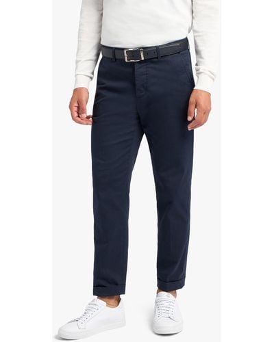 Brooks Brothers Pantalon Chino Bleu Coupe Slim En Coton Double Retors