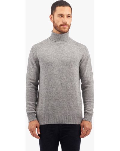Brooks Brothers Light Grey Wool Cashmere Blend Turtleneck Sweater - Gris