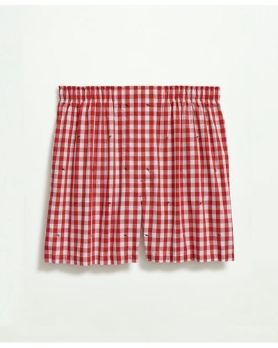 Brooks Brothers Cotton Broadcloth Print Boxers - Red