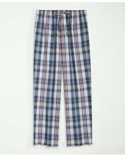 Brooks Brothers Cotton Madras Pattern Lounge Pants - Blue