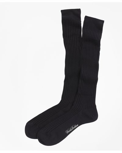 Brooks Brothers Merino Wool Ribbed Over-the-calf Socks - Blue