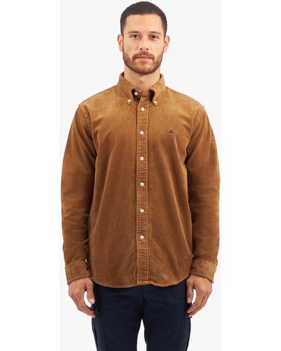 Brooks Brothers Brown Regular Fit Stretch Cotton Shirt With Button-down Collar - Marrone