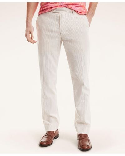 Brooks Brothers Clark Straight-fit Cotton Seersucker Pants - Natural