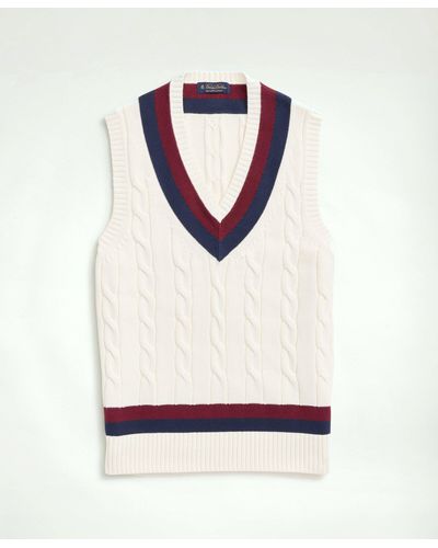 Brooks Brothers Vintage-inspired Tennis V-neck Vest In Supima Cotton - White