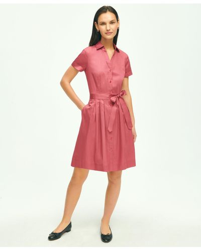 Brooks Brothers Belted Shirt Dress - Red