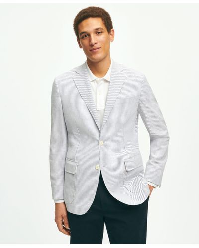 Brooks Brothers Slim Fit Archive-inspired Seersucker Sport Coat In Cotton - White