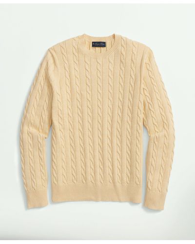 Brooks Brothers Supima Cotton Cable Crewneck Sweater - Natural