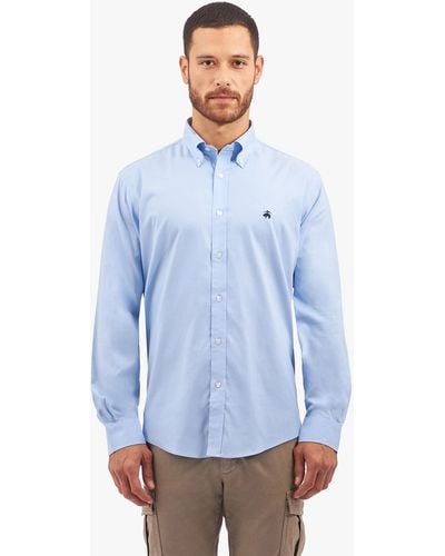Brooks Brothers Blaues Regular Fit Non-iron Freizeithemd Aus Supima Stretch-baumwolle Mit Button-down-kragen