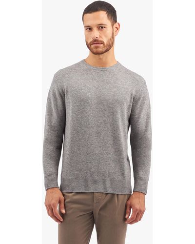 Brooks Brothers Light Grey Wool Cashmere Blend Sweater - Gris