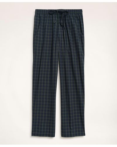 Brooks Brothers Cotton Broadcloth Black Watch Lounge Pants - Blue