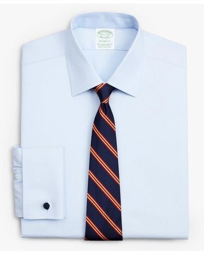 Brooks Brothers Milano Slim Fit Non-iron Anzughemd, Pinpoint, Ainsley-kragen - Blau