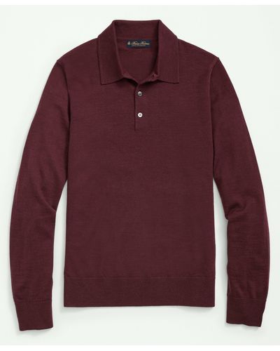 Brooks Brothers Fine Merino Wool Sweater Polo - Red