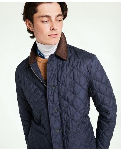 Brooks Brothers Paddock Diamond Quilted Coat - Blue