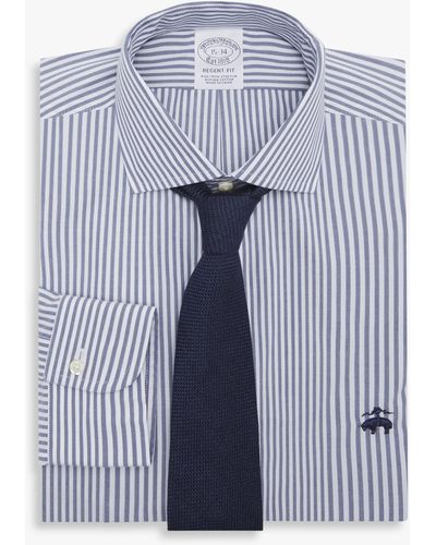 Brooks Brothers Camisa De Vestir Non-iron Con Cuello Abierto Y Corte Regent - Azul