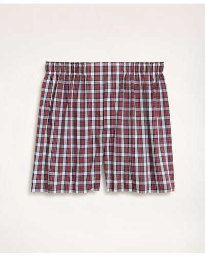 Brooks Brothers Cotton Broadcloth Tartan Boxers - Red