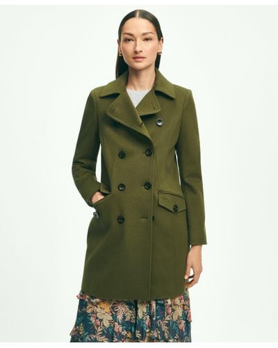 Brooks Brothers Brushed Wool Double-breasted Coat - Green