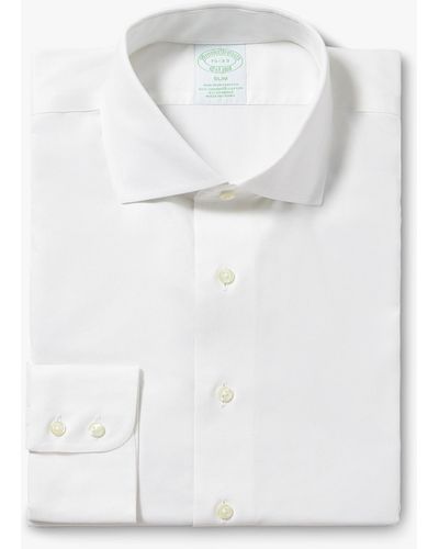Brooks Brothers White Slim Fit Non-iron Stretch Cotton Shirt With English Spread Collar - Blanco