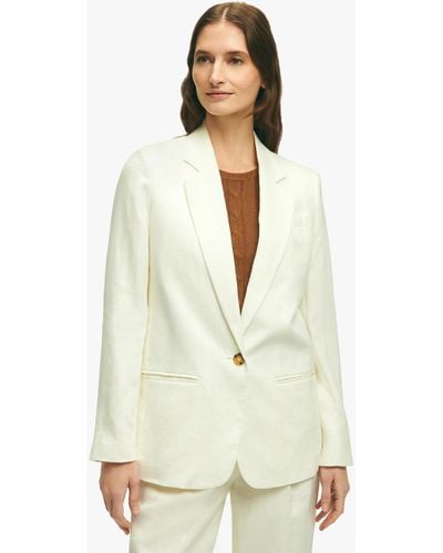 Brooks Brothers White Linen One-button Jacket - Bianco