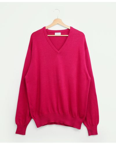 Brooks Brothers Vintage Cotton V-neck Sweater, 1980s, 48 - Pink