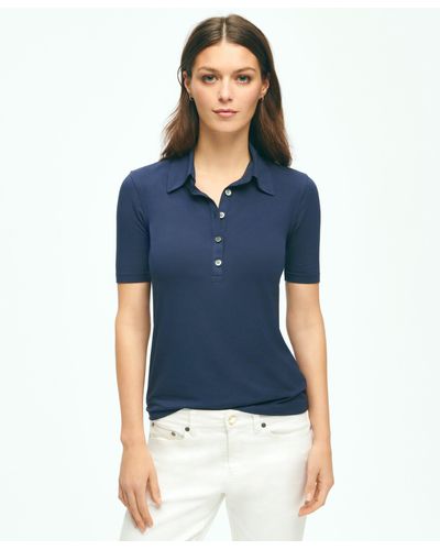 Brooks Brothers Short-sleeve Jersey Knit Polo Shirt - Blue