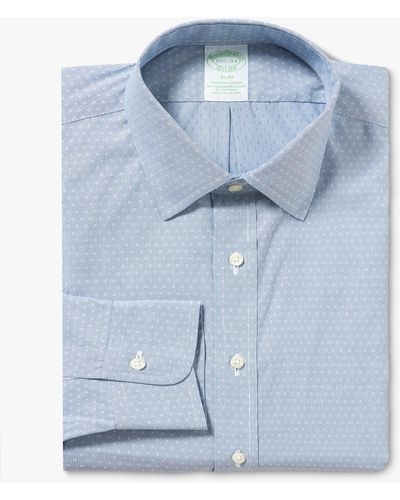 Brooks Brothers Camicia Blu Slim Fit Non-iron In Cotone Elasticizzato Con Collo Ainsley