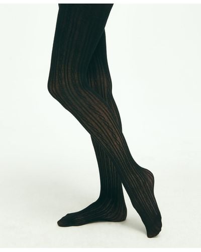 Brooks Brothers Cable Knit Tights - Black