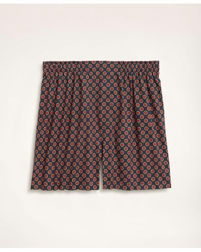 Brooks Brothers Cotton Broadcloth Foulard Boxers - Brown
