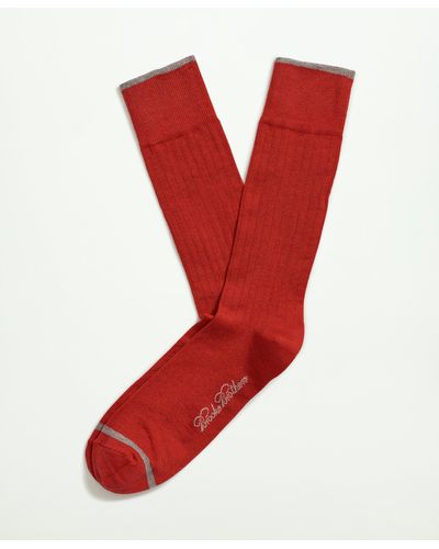 Brooks Brothers Solid Crew Socks - Red