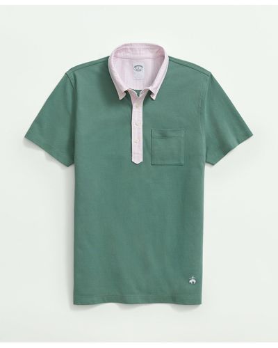 Brooks Brothers The Vintage Oxford-collar Polo Shirt In Supima Cotton Blend - Green