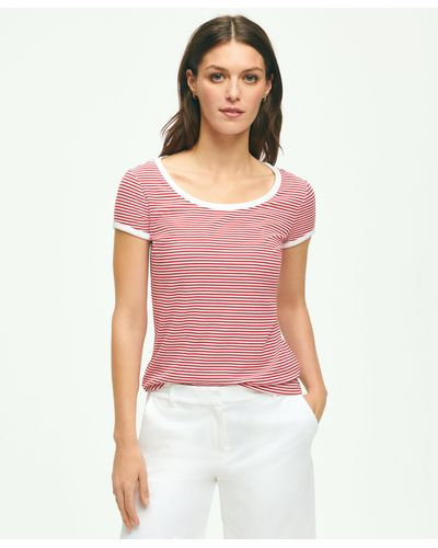 Brooks Brothers Ribbed Striped Short-sleeve Top - Red