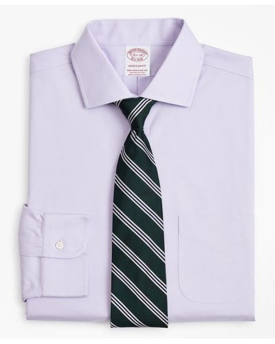 Brooks Brothers Stretch Milano Slim-fit Dress Shirt, Non-iron Pinpoint English Collar - Multicolor