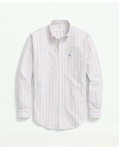 Brooks Brothers Original Polo Button-down Oxford Shirt, Pride Candy Stripe - White