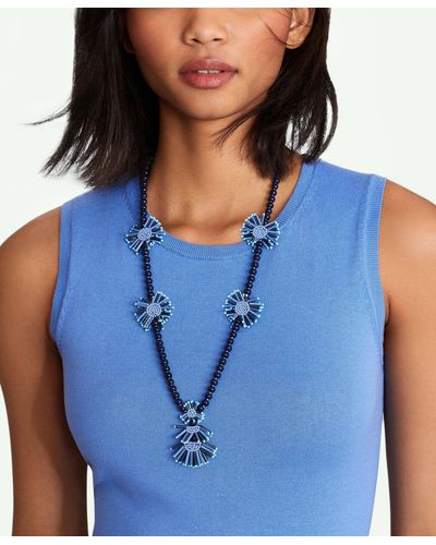 Brooks Brothers Beaded Tassel Necklace - Blue