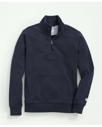 Brooks Brothers Cotton French Terry Half-zip Sweatshirt - Blue