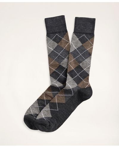 Brooks Brothers Feeder Stripe Argyle Crew Socks - Gray