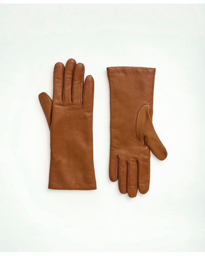 Brooks Brothers Lambskin Gloves With Cashmere Lining - Brown