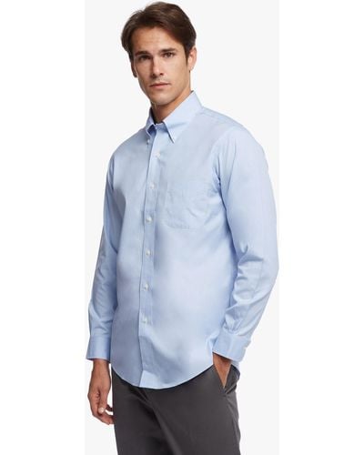 Brooks Brothers Camisa de vestir non-iron corte slim Milano, pinpoint, cuello button-down - Azul