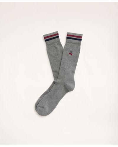 Brooks Brothers Tipped Logo Crew Socks - Gray